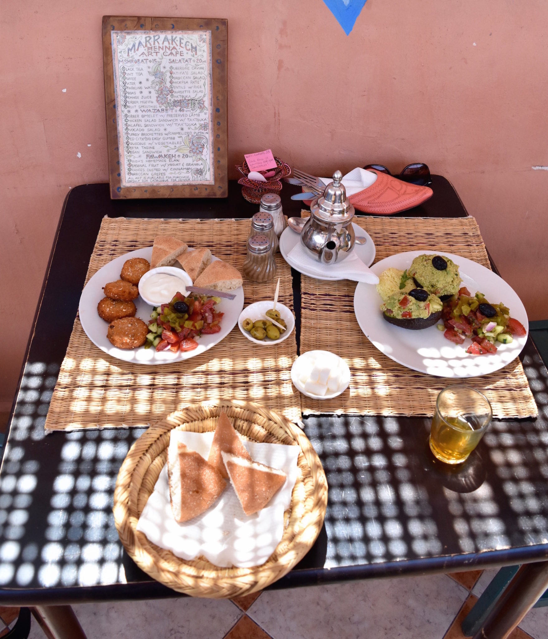 Falafel and avocado toast at Marrakech Henna Art Café