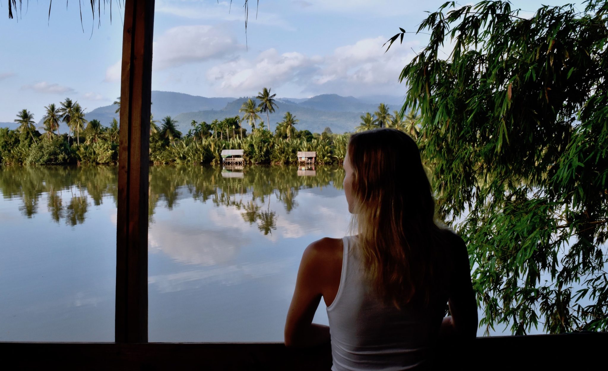 Hayley looking out over the river in Kampot 