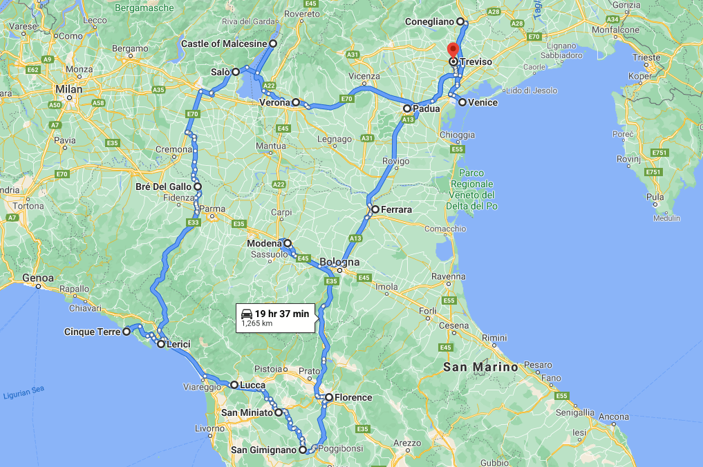 driving tour of northern italy